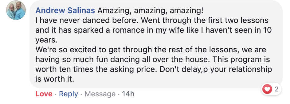 Testimonial from Andrew Salinas